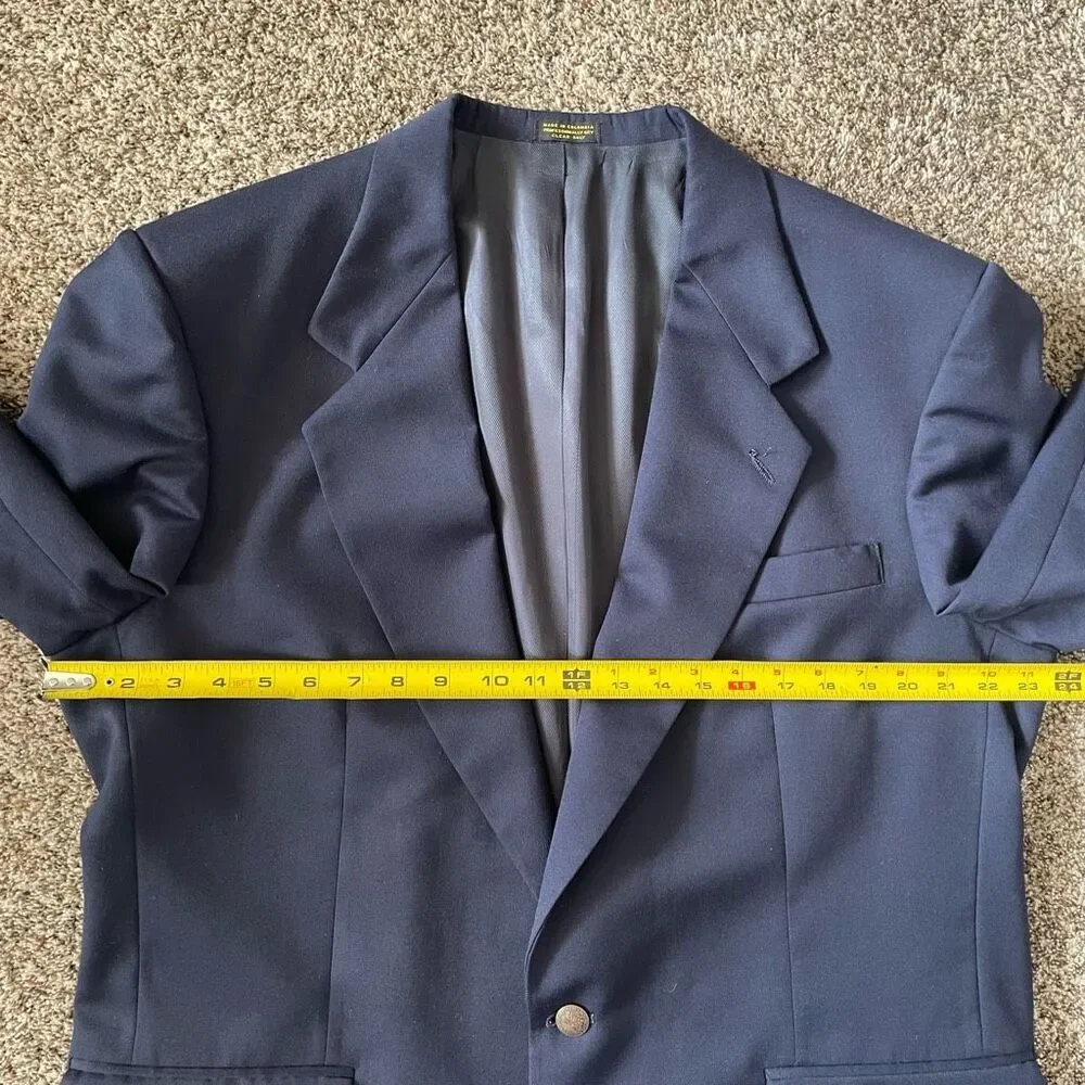 Oscar de la Renta navy blue two button suit jacket blazer men’s size 44R